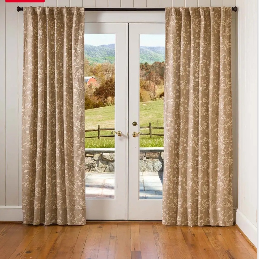 Floral Damask Rod-Pocket Homespun Insulated Curtain Panel